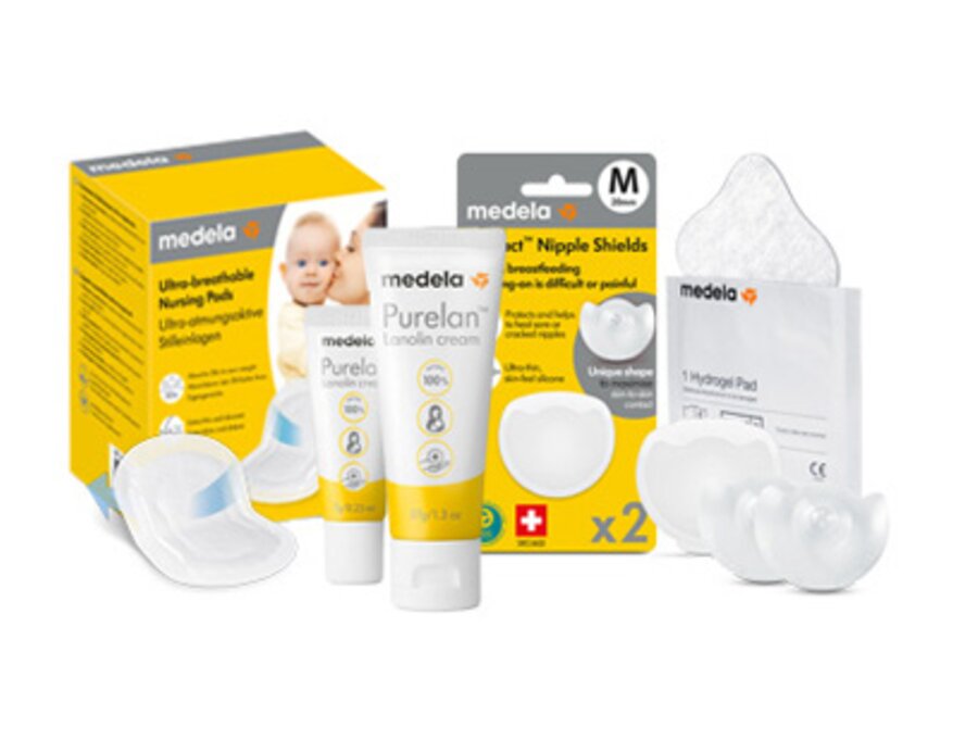 Medela breast-care products such as Purelan, Nursing Pads, Contact nipple shields