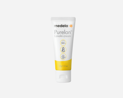 Twee tubes Medela Organic Nipple Cream, één van 40 g en één van 7 g.