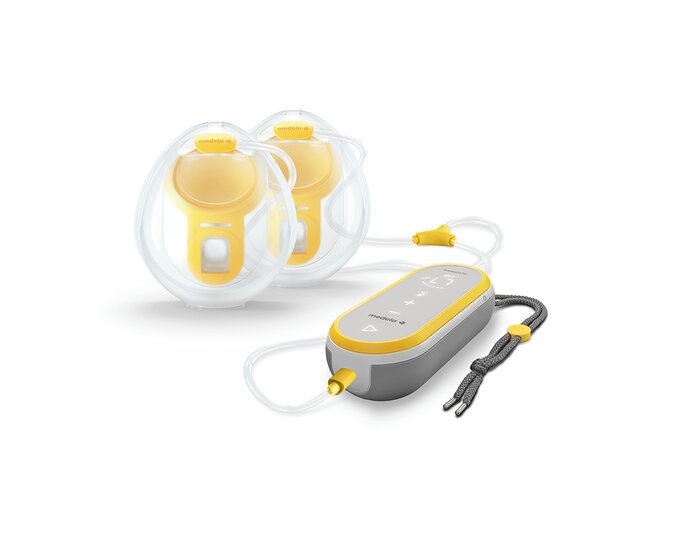 Medela Freestyle Hands-free kolf afgebeeld met Hands-free opvangbekers.