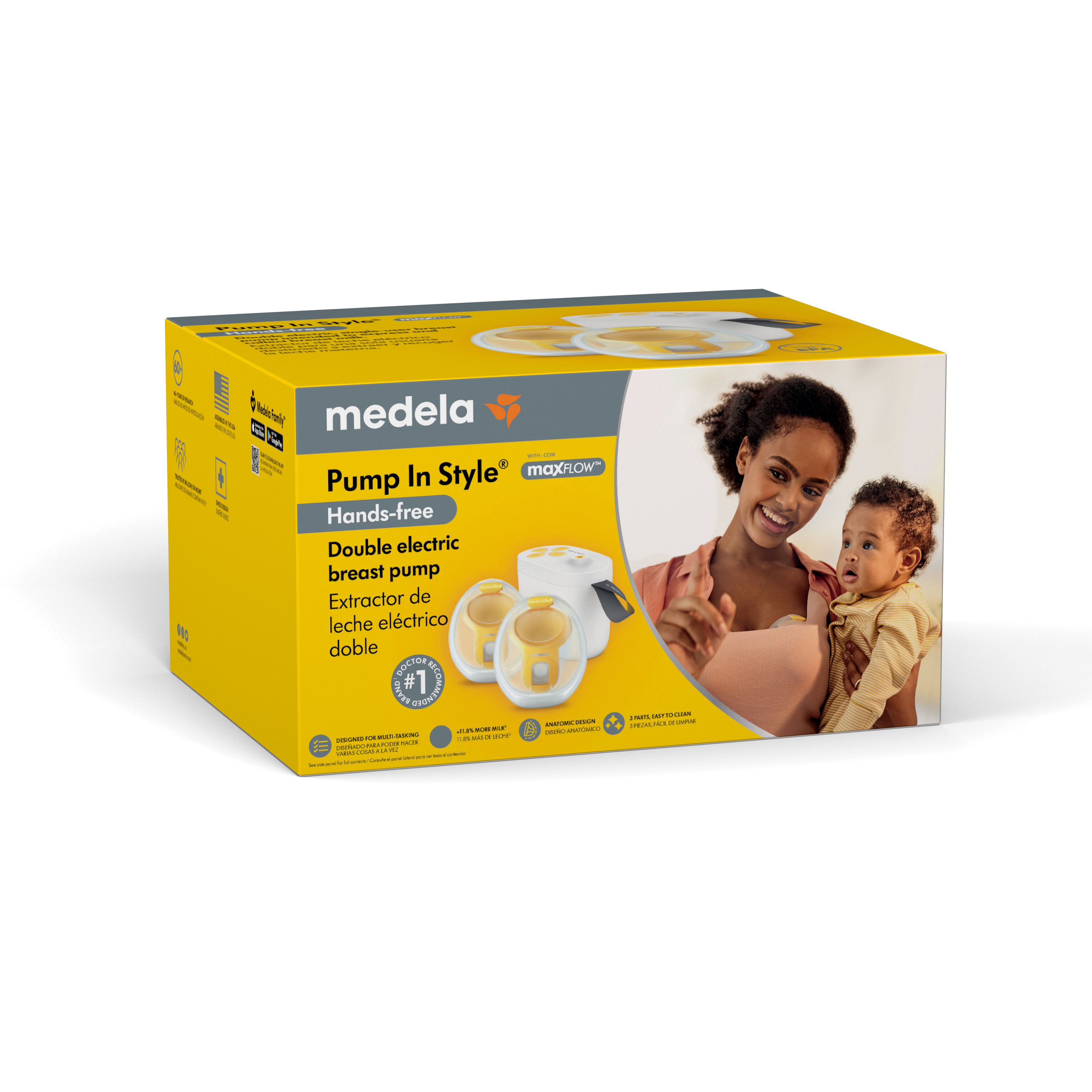 Retail packaging of the Medela Pump In Style® Hands-free double electric breast pump