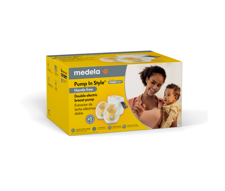 Retail packaging of the Medela Pump In Style® Hands-free double electric breast pump