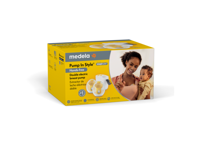 Retail packaging of the Medela Pump In Style® Hands-free double electric breast pump