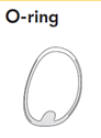 A drawn graphic of a single Medela Hands-free Collection Cups O-Ring, with text "O-ring".