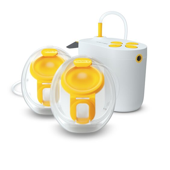 Medela Pump In Style double electric breast pump shown with Hands-free collection cups