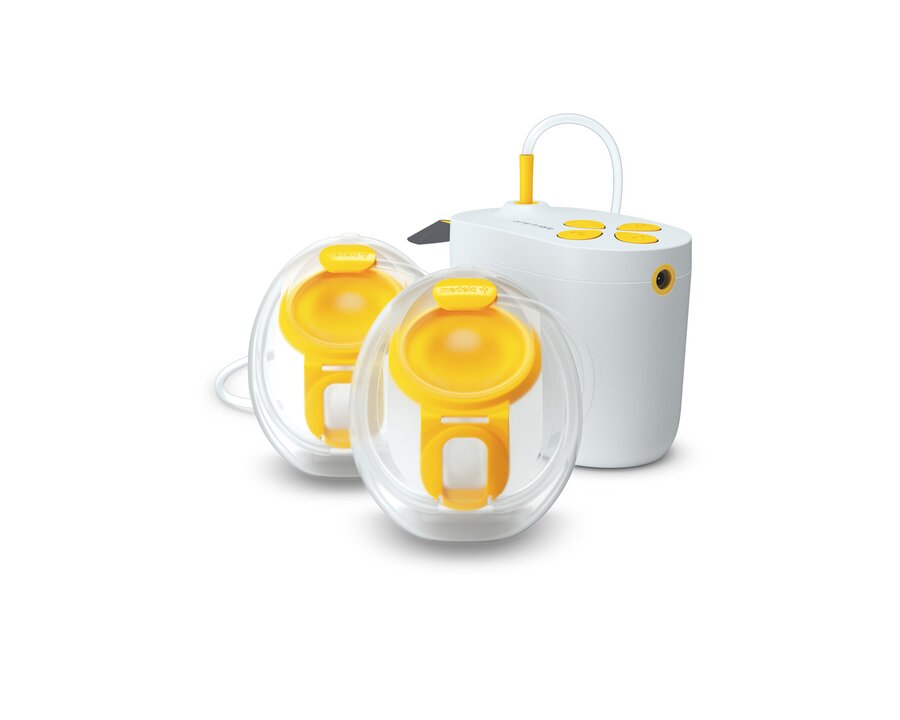 Medela Pump In Style double electric breast pump shown with Hands-free collection cups