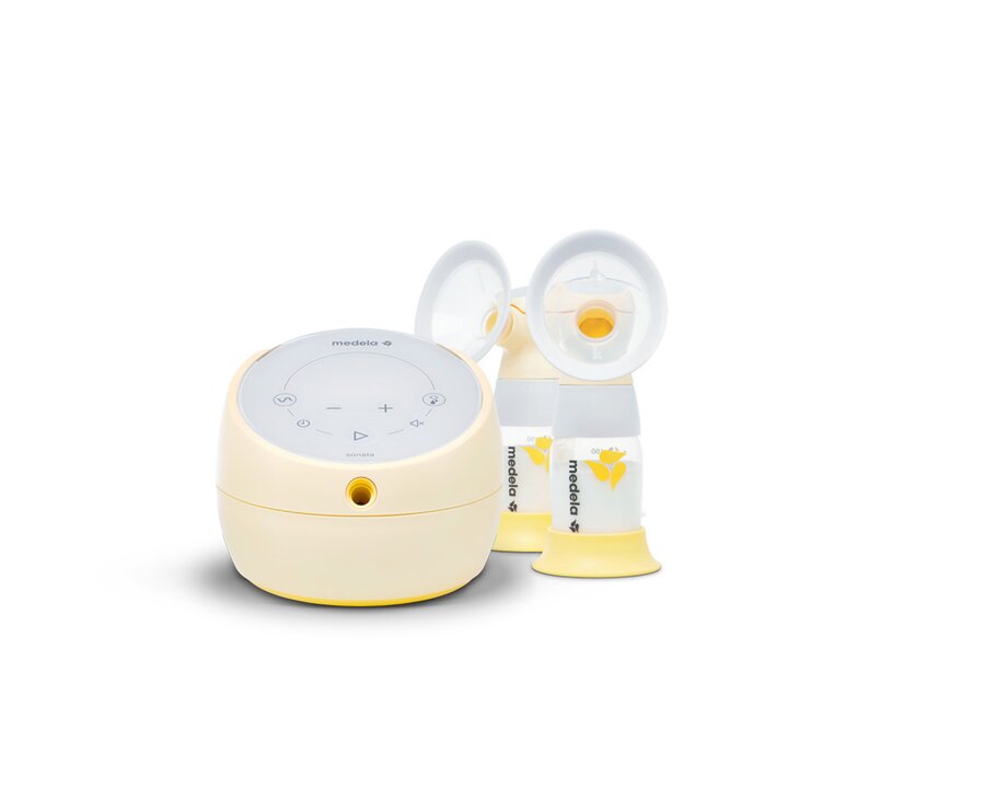 Sonata® Smart double electric breast pump Medela Sonata® Smart double electric breast pump shown with breast shields, collection containers
