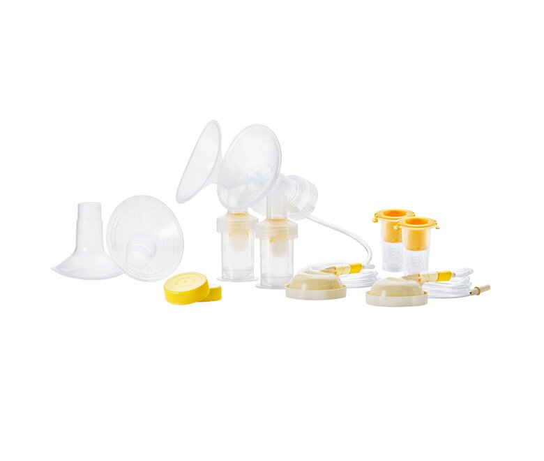 Components that make up the kit consist of breast shields, colostrum protectors, colostrum containers, caps, tubing, and membranes.