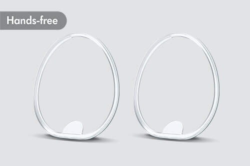 A set of Medela Hands-free Collection Cups O-Rings, with text "Hands-free".