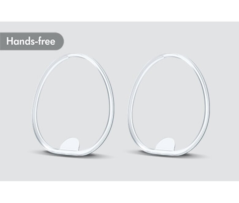 A set of Medela Hands-free Collection Cups O-Rings, with text "Hands-free".