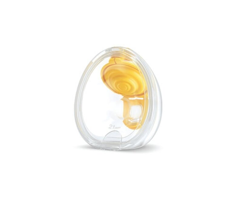 Medela Hands-free collection cup with breast shield installed