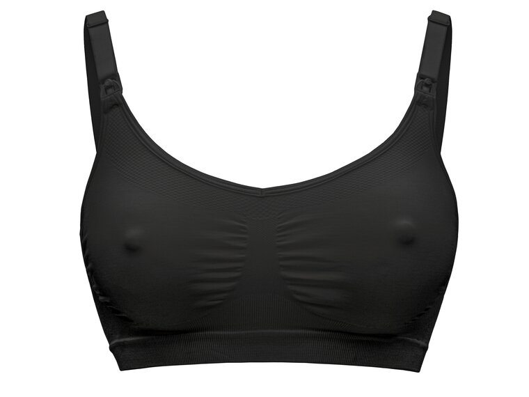 The Medela Keep Cool™ Bra in black, front view.