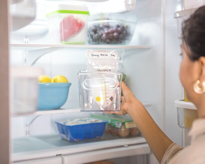 Medela breast milk storage bags in the fridge