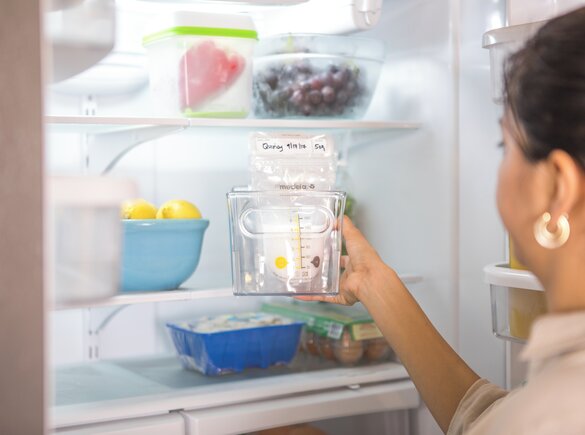 Medela breast milk storage bags in the fridge