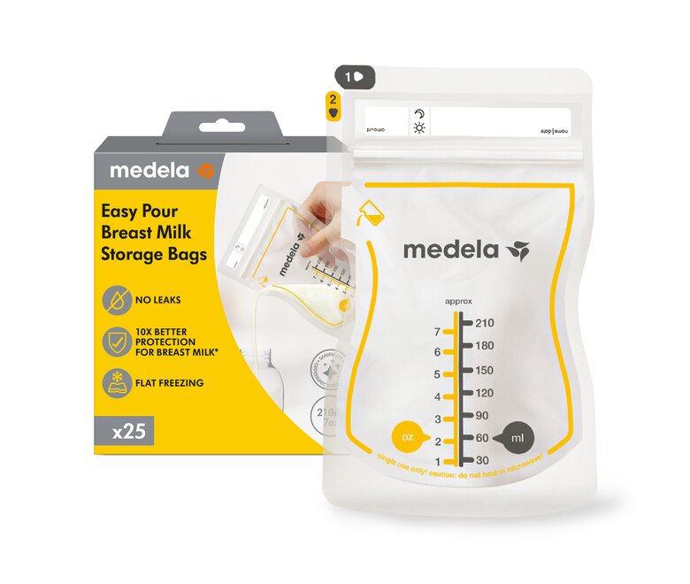 Emballage de vente au détail pour les sacs de conservation du lait maternel Medela Easy Pour, 25 pièces, sans fuites, sans BPA