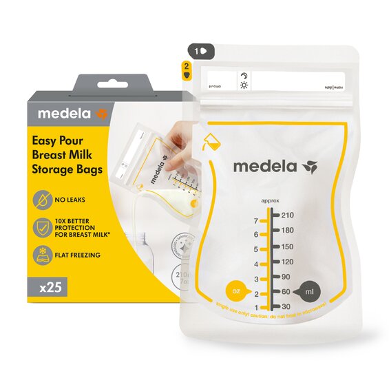 Einzelhandelsverpackung für Medela Easy Pour Breast Milk Storage Bags, 25 Stück | No Leaks, BPA frei
