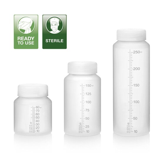 Medela Disposable bottles can be used straight out of the packaging without prior cleaning. Dispose after use,