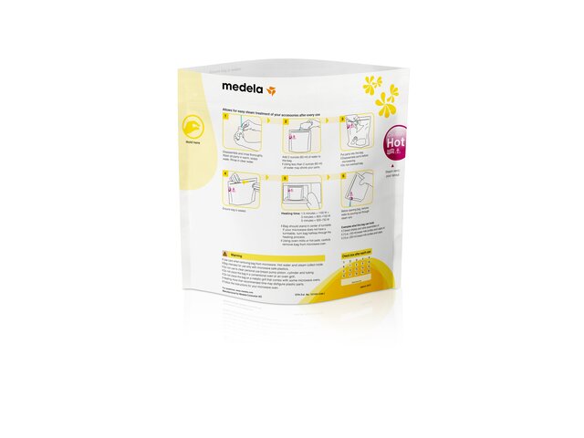 De achterkant van een Medela Quick Clean™ magnetronzak.