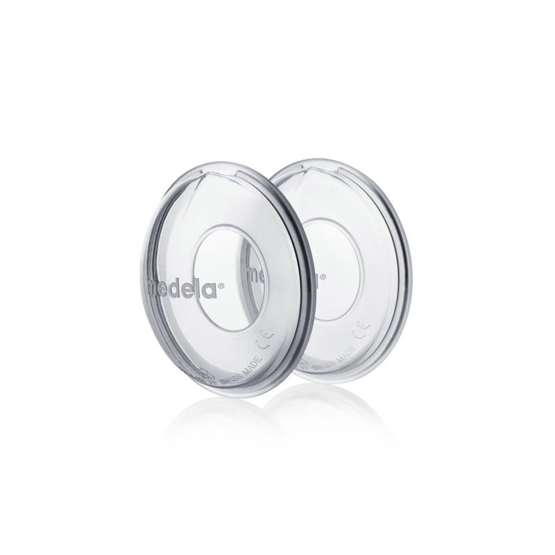 Medela Milk Collection Shells, facing front and angled left