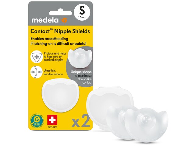 Einzelhandelsverpackung für Medela Contact™ Brusthütchen x2, 16mm (S)