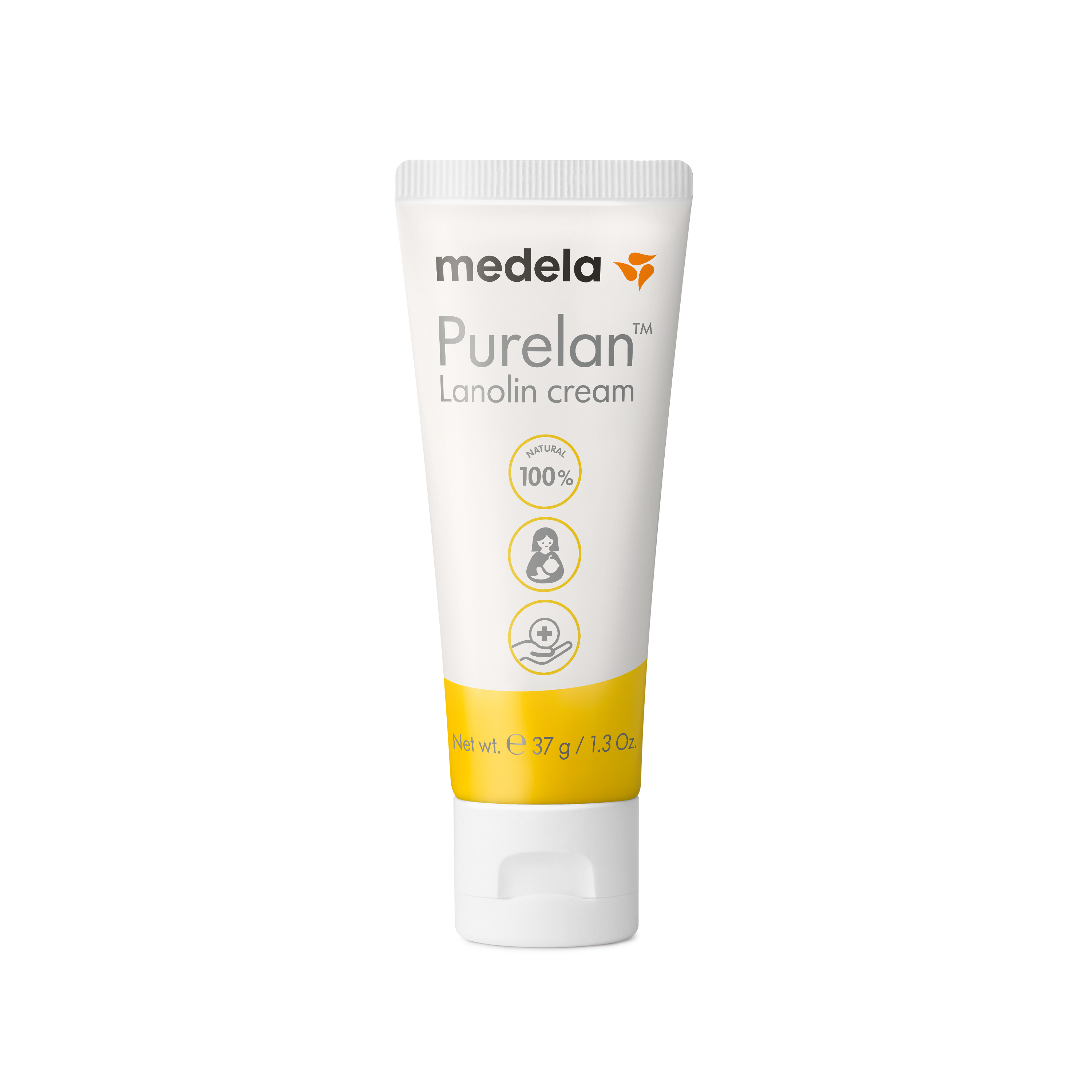 A 7g Purelan™ lanolin cream from Medela in travel size.