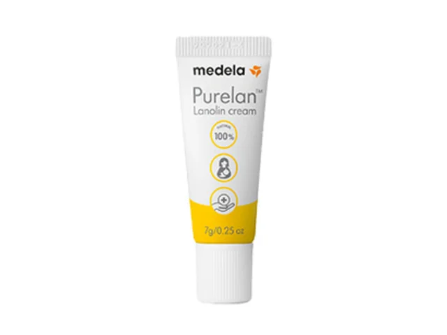 Eine 7g Purelan™ Lanolincreme von Medela in Reisegröße.