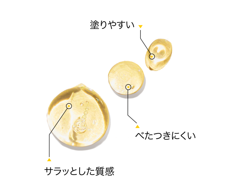 The droplets of Medela オーガニックニップルバーム are illustrated with the descriptive text “Quickly absorbed, not sticky”, “Spreads easily”, “Lightweight”.