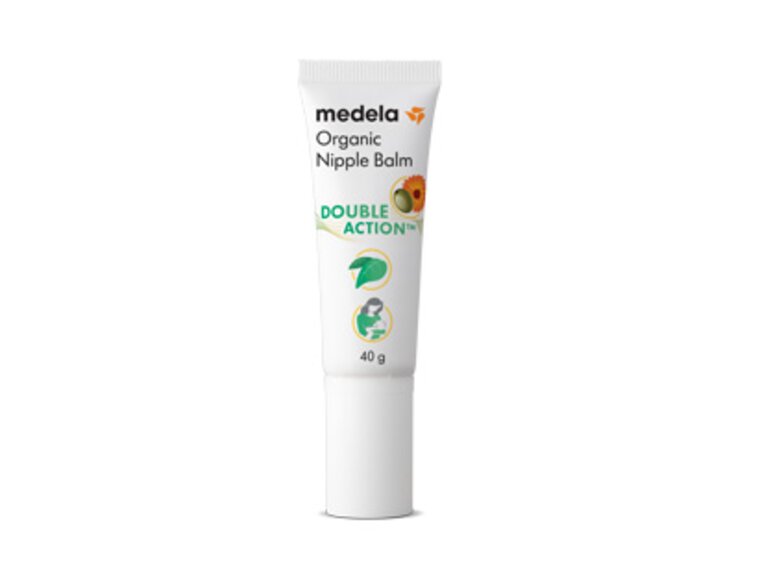 Eine ungeöffnete 40-g-Tube Medela Bio-Brustwarzencreme.