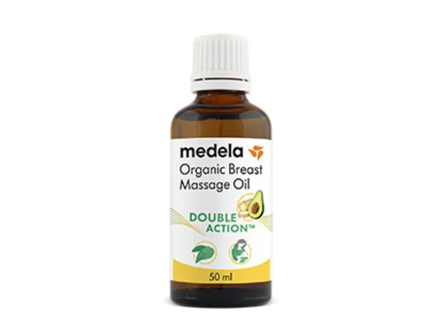 Um frasco fechado de 50ml de Medela Óleo massagem amamentação.