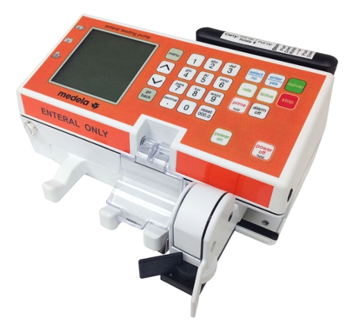 The Medela Enteral Feeding Pump with a large keypad and large graphic LCD display.