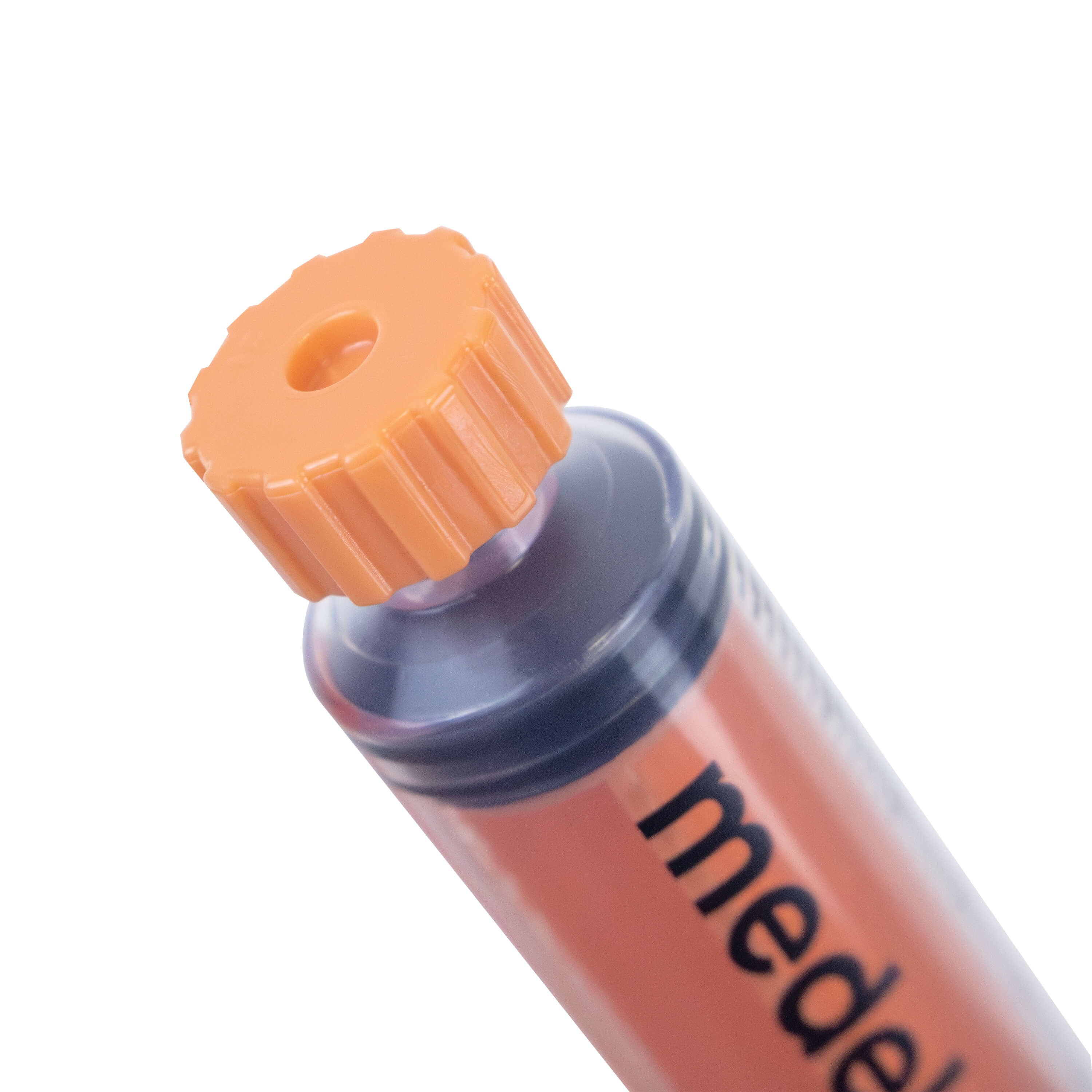 Close up of port on ENFit syringe.
