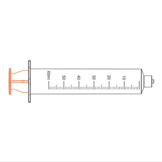 A graphic drawing of a Medela TwistLok® Enteral Syringe.