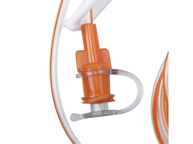 Close up of port of TwistLok extension set.