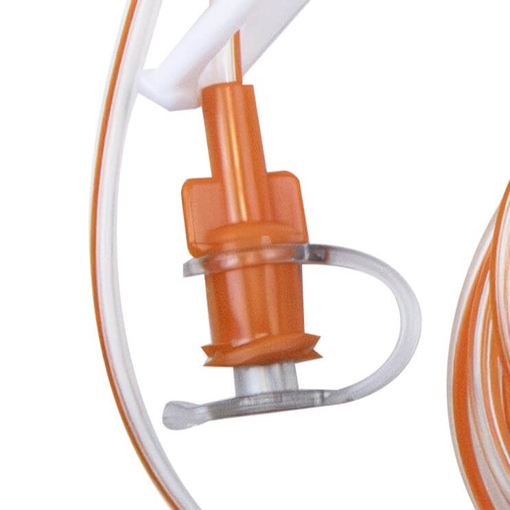 Close up of port of TwistLok extension set.