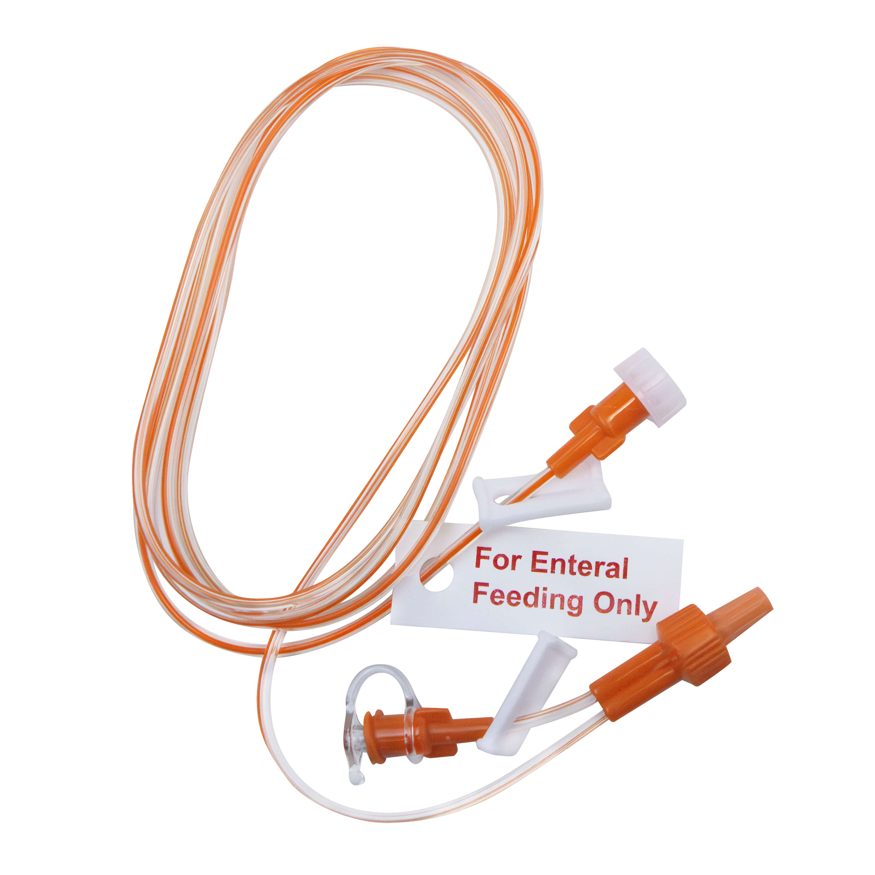 Full image of TwistLok Extension set with port for medicine.  Tag reads For Enteral Feeding Only