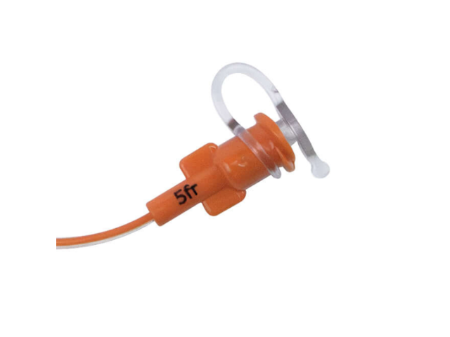 Close up showing French sizing on port of TwistLok PVC enteral feeding tubing.