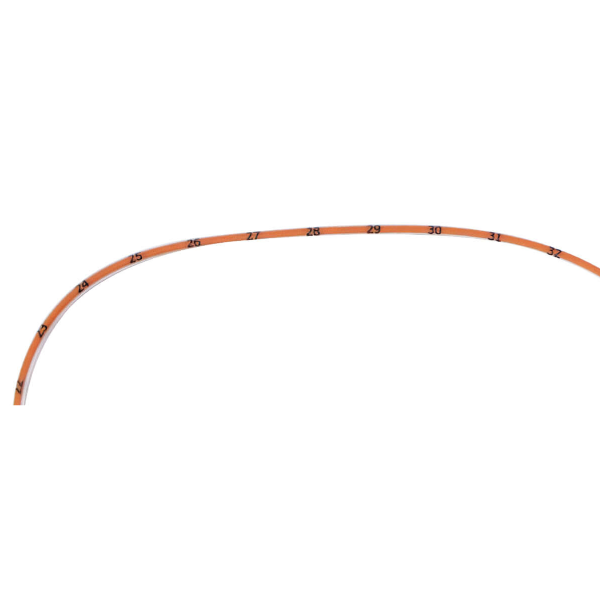 Close up showing numbered markings on TwistLok PVC enteral feeding tubing.