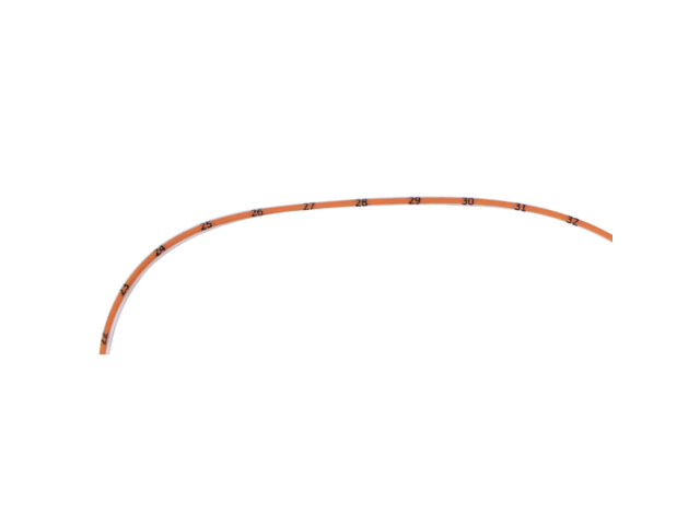 Close up showing numbered markings on TwistLok PVC enteral feeding tubing.