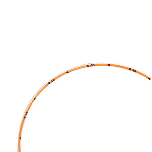 Close up showing length markings on TwistLok silicone enteral feeding tubing.