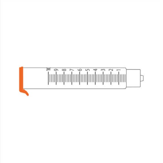 A graphic drawing of the Medela TwistLok® GraviFeed® Syringe.