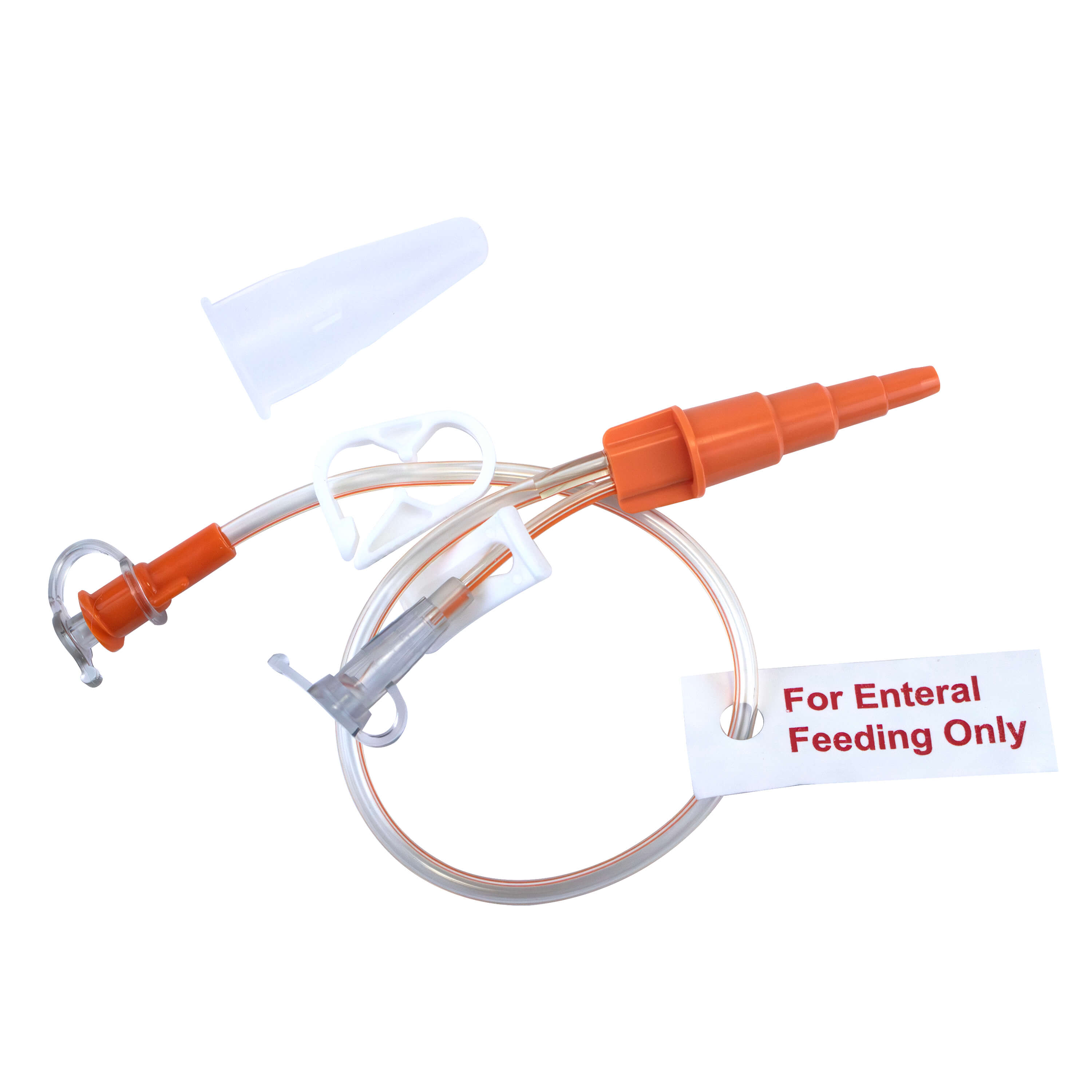 Full picture of TwistLok G-tube extension set including medicine port.