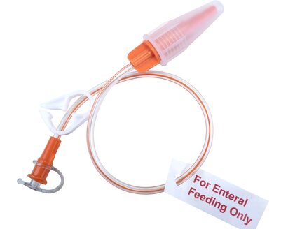 Full image of TwistLok G-tube Extension Set with tag that reads For Enteral Feeding Only.
