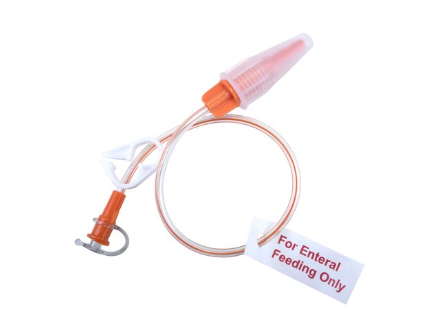 Full image of TwistLok G-tube Extension Set with tag that reads For Enteral Feeding Only.