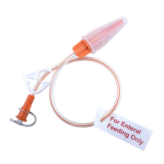 Full image of TwistLok G-tube Extension Set with tag that reads For Enteral Feeding Only.