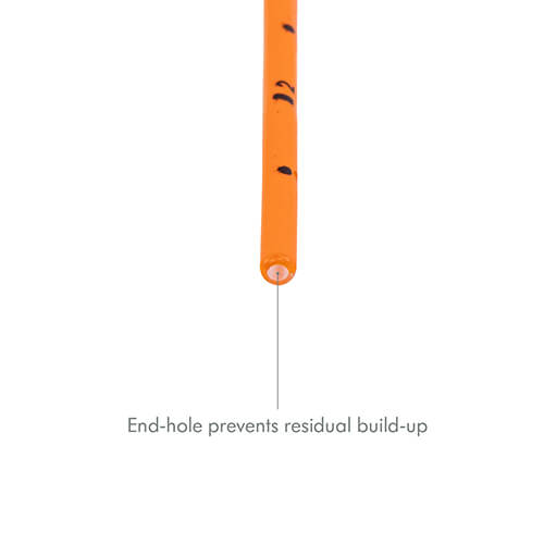 Medela Feeding Tubes with ENFit® Connectors are orange, have side holes and a hole at the end and come in various sizes.