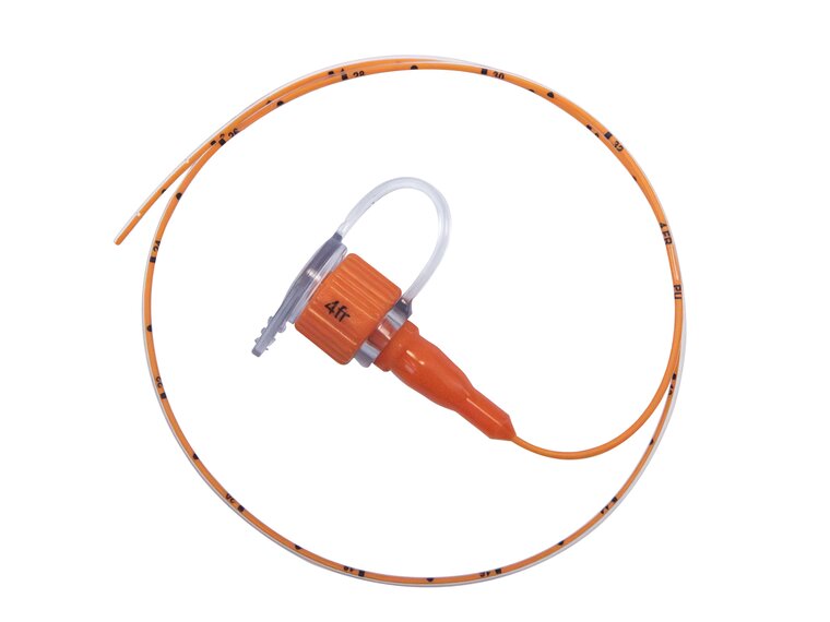 Full image of ENFit 4 French polyurethane feeding tube.