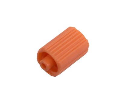 Close up of Male to Male Transitional Connector for Medela's ENFit Syringes.