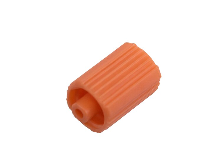 Close up of Male to Male Transitional Connector for Medela's ENFit Syringes.