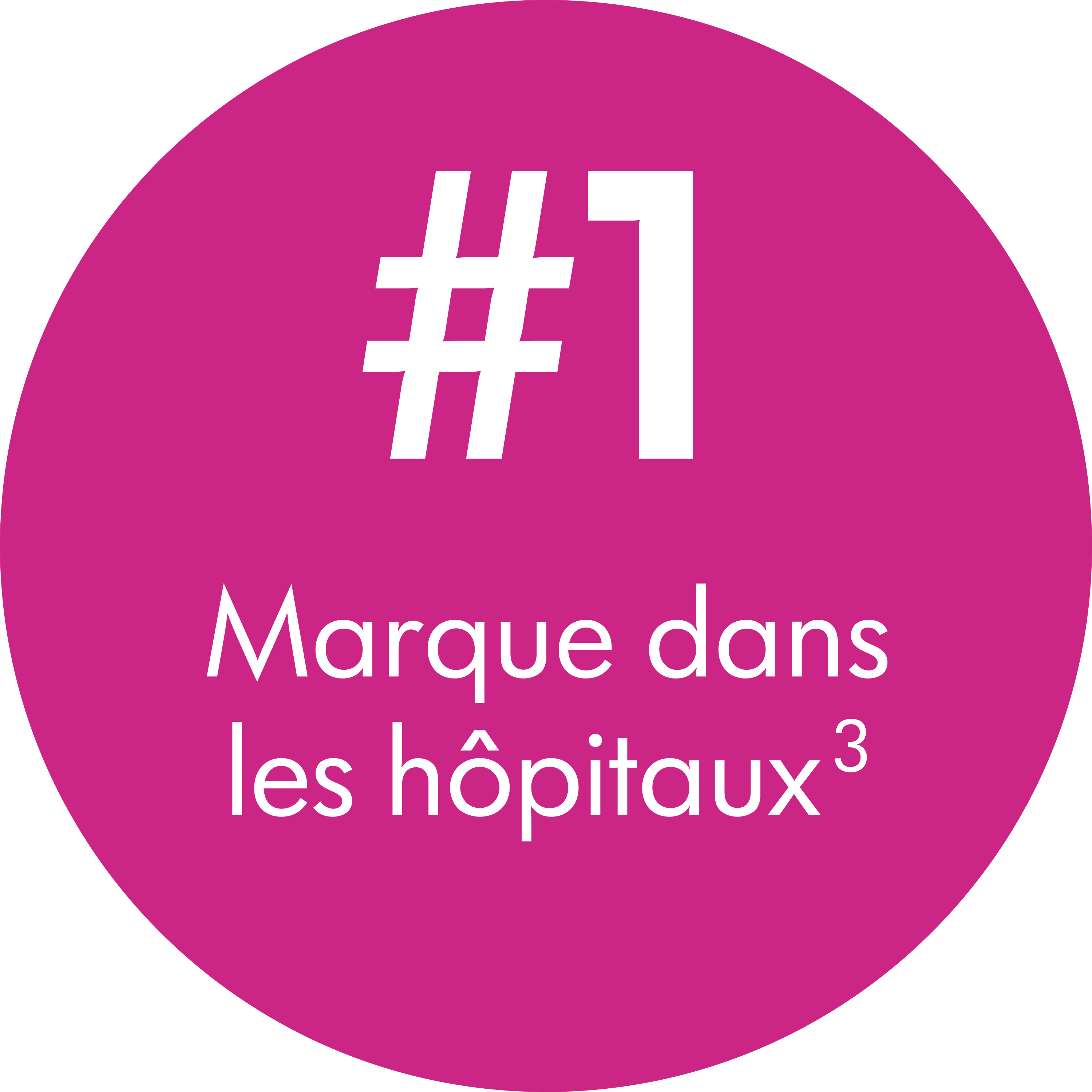 Une étiquette magenta avec le texte « #1 Marque dans les hôpitaux ».