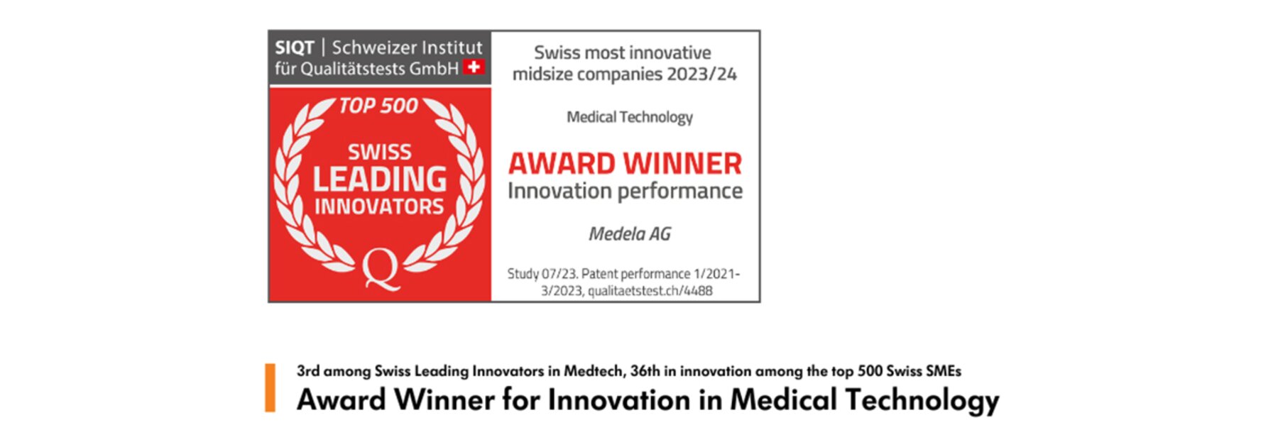 News Overview Medela ranked 3rd among Swiss Leading Innovators in the medical device sector.