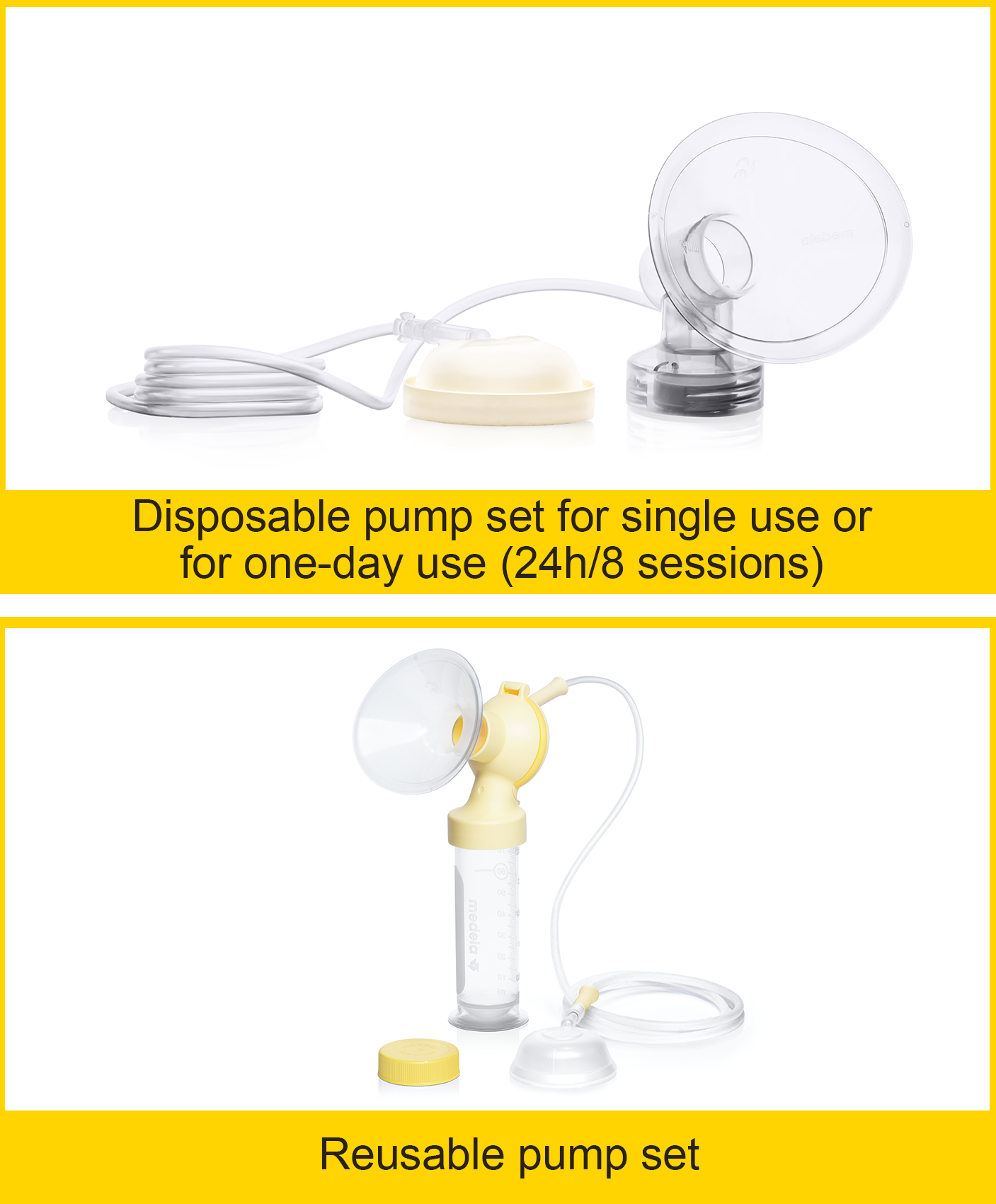 Disposable pump for single use or fore one-day (24/8 sessions) and Reusable pump set
